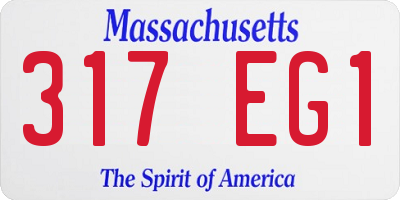 MA license plate 317EG1