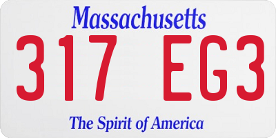 MA license plate 317EG3