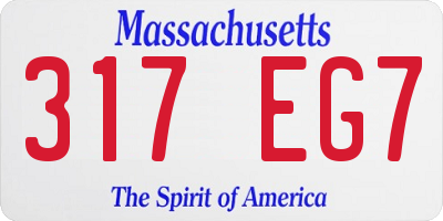 MA license plate 317EG7