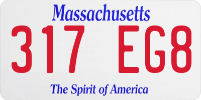 MA license plate 317EG8