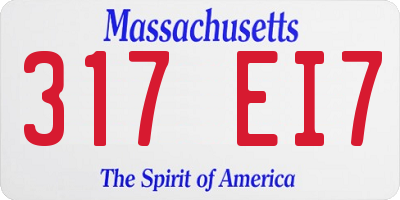 MA license plate 317EI7