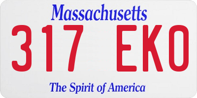 MA license plate 317EK0