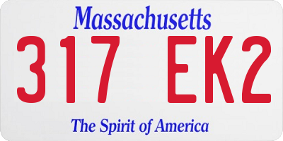 MA license plate 317EK2