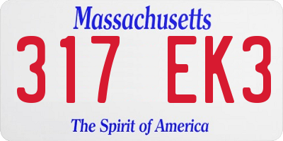 MA license plate 317EK3