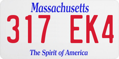 MA license plate 317EK4