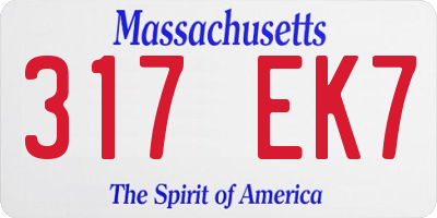 MA license plate 317EK7