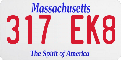 MA license plate 317EK8