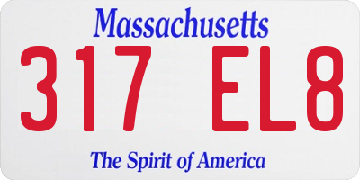 MA license plate 317EL8