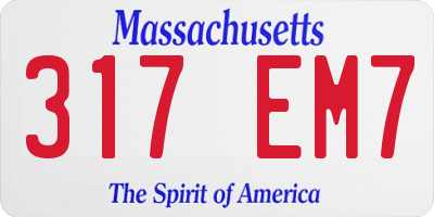 MA license plate 317EM7