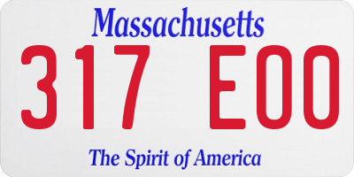 MA license plate 317EO0