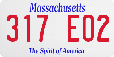 MA license plate 317EO2