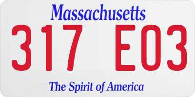 MA license plate 317EO3