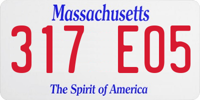MA license plate 317EO5