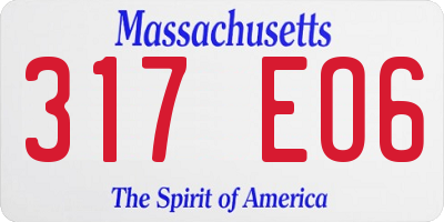 MA license plate 317EO6
