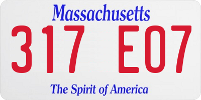 MA license plate 317EO7