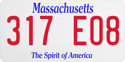 MA license plate 317EO8