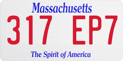MA license plate 317EP7