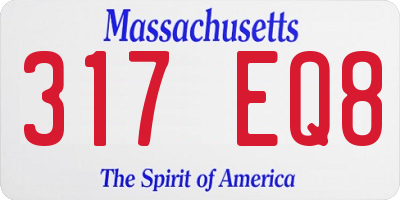 MA license plate 317EQ8