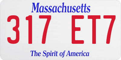 MA license plate 317ET7