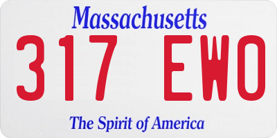 MA license plate 317EW0