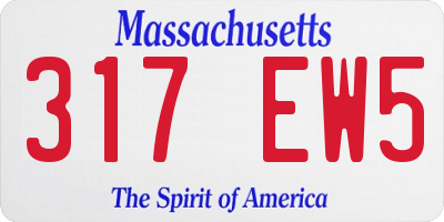 MA license plate 317EW5