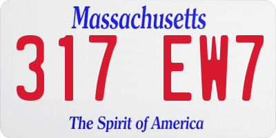 MA license plate 317EW7