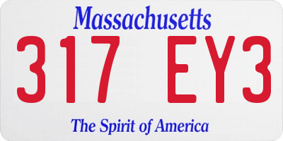 MA license plate 317EY3