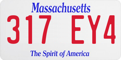 MA license plate 317EY4