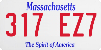 MA license plate 317EZ7