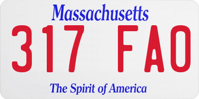 MA license plate 317FA0