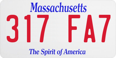 MA license plate 317FA7