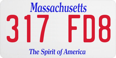 MA license plate 317FD8