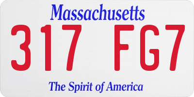 MA license plate 317FG7