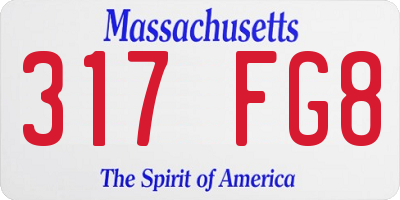MA license plate 317FG8