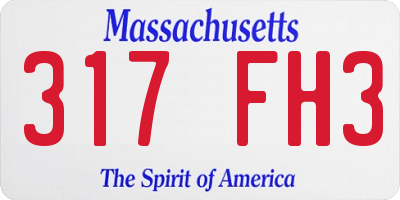 MA license plate 317FH3