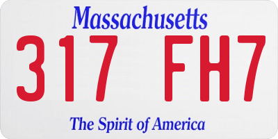 MA license plate 317FH7