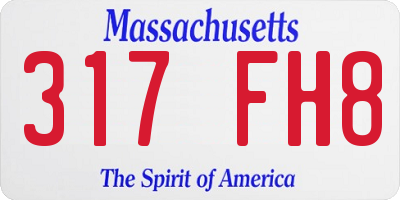 MA license plate 317FH8