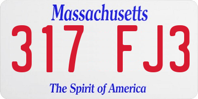 MA license plate 317FJ3