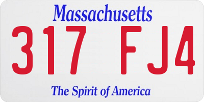 MA license plate 317FJ4