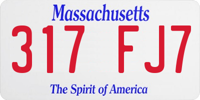 MA license plate 317FJ7