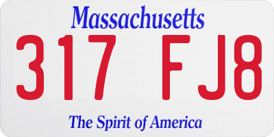 MA license plate 317FJ8