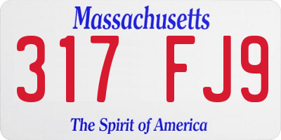 MA license plate 317FJ9
