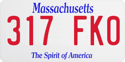 MA license plate 317FK0