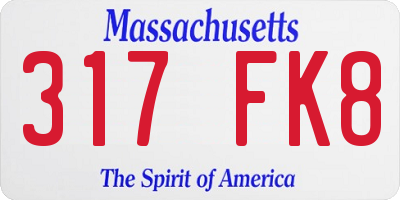 MA license plate 317FK8