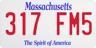 MA license plate 317FM5