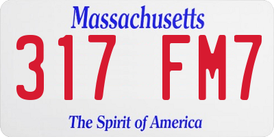 MA license plate 317FM7