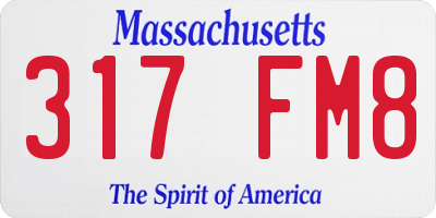 MA license plate 317FM8