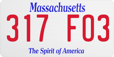 MA license plate 317FO3
