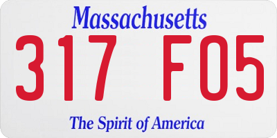 MA license plate 317FO5