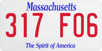 MA license plate 317FO6
